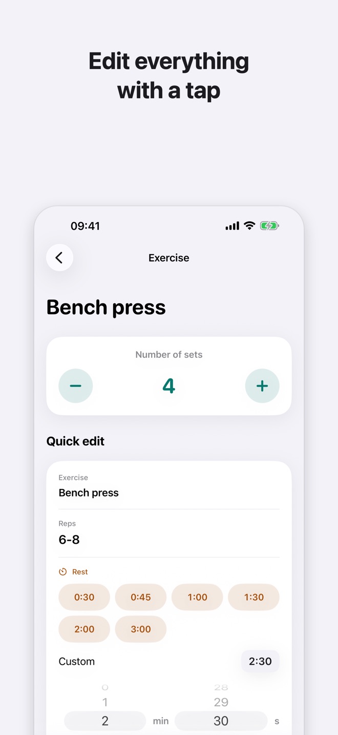 Editing an exercise