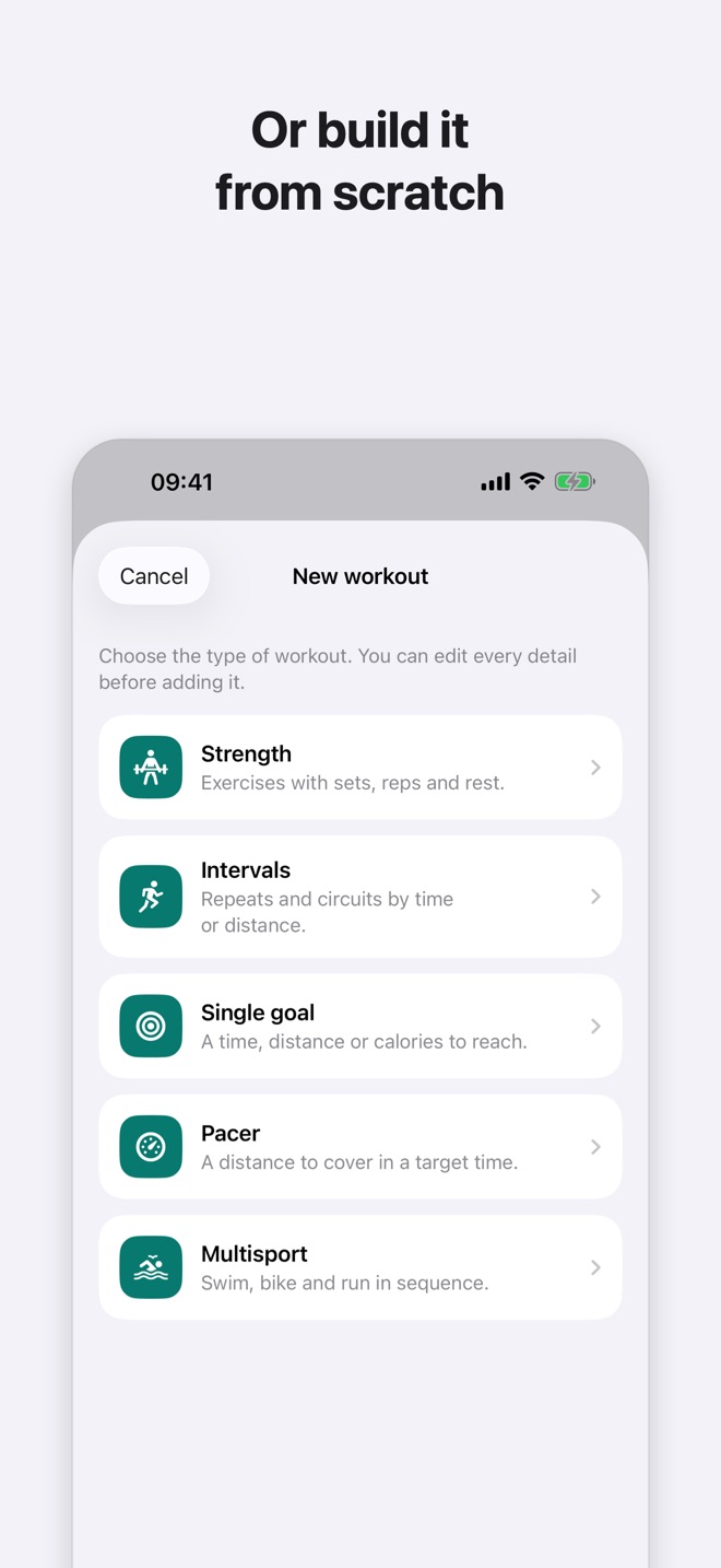 Creating a new workout